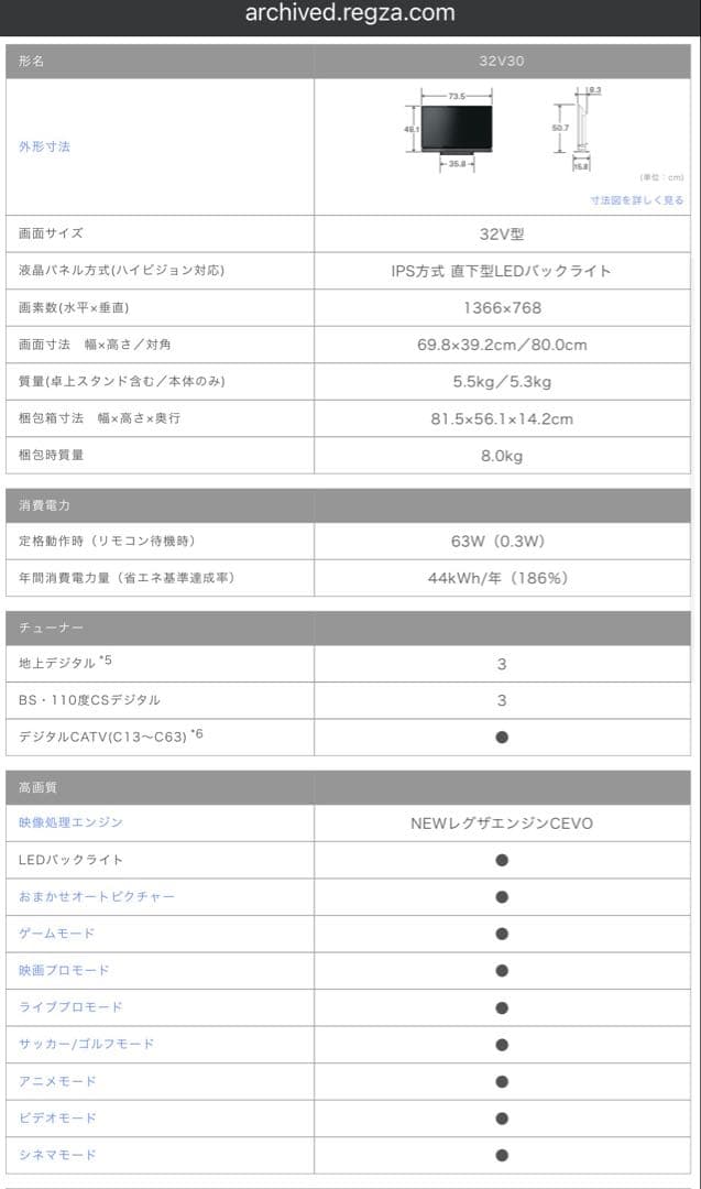 REGZA 32V30 テレビ と HDD3.0TBセット