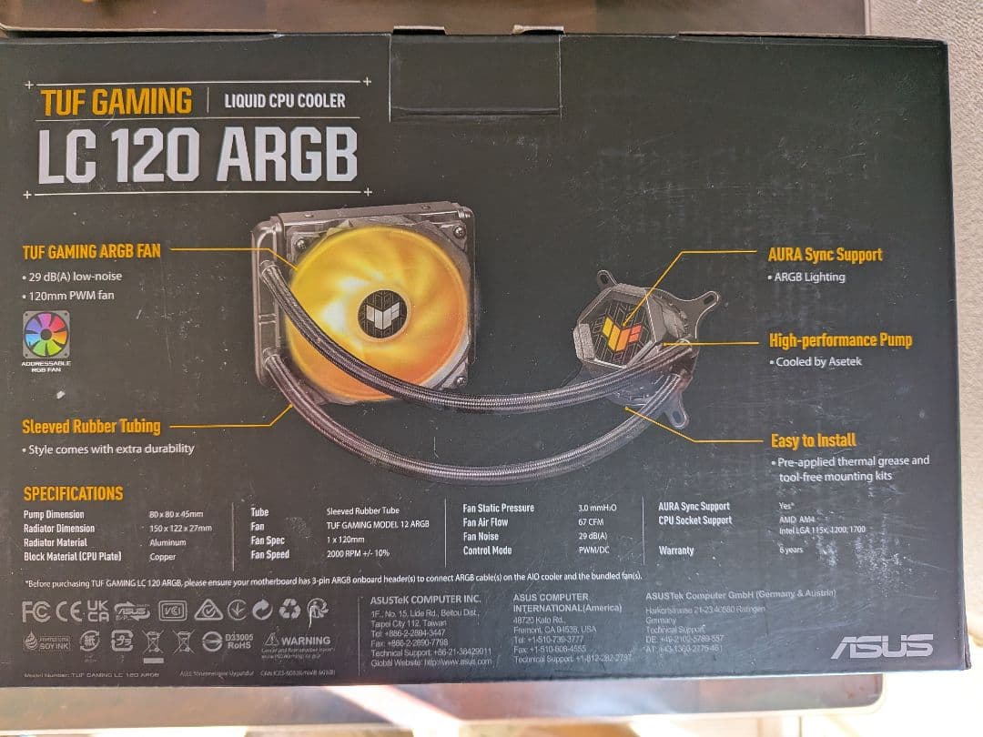 ASUS TUF Gaming LC 120 ARGB 液体CPUクーラー