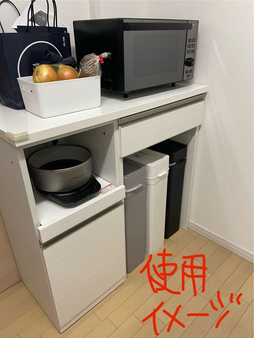 【ゆず】【ニトリ】リガーレ　ホワイト キッチンカウンター