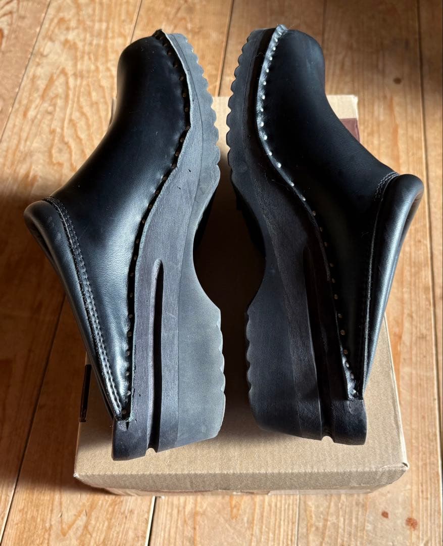 トロエントープ TROENTORP 黒 レザー クロッグサンダル39