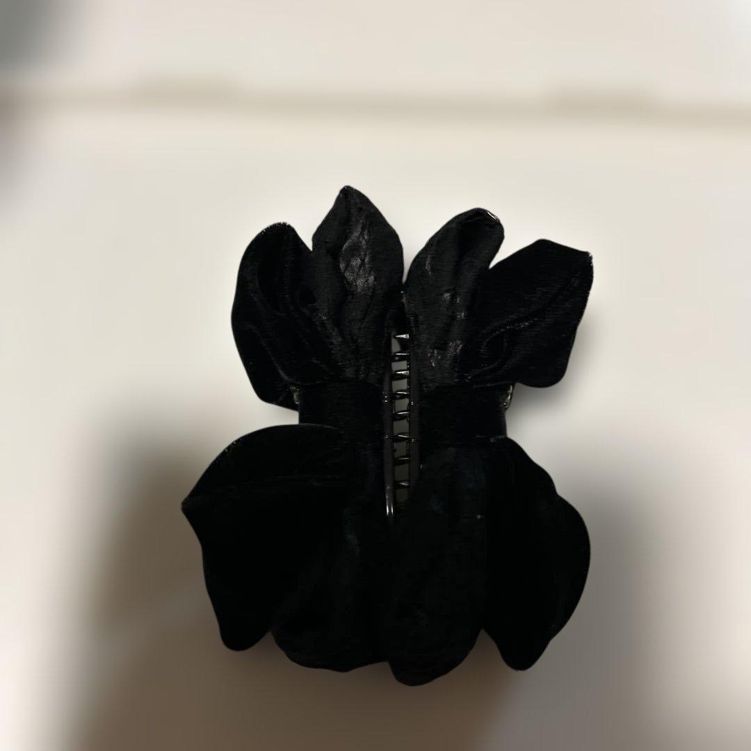 complex bis 黒いベルベット　レースリボンバナナクリップ