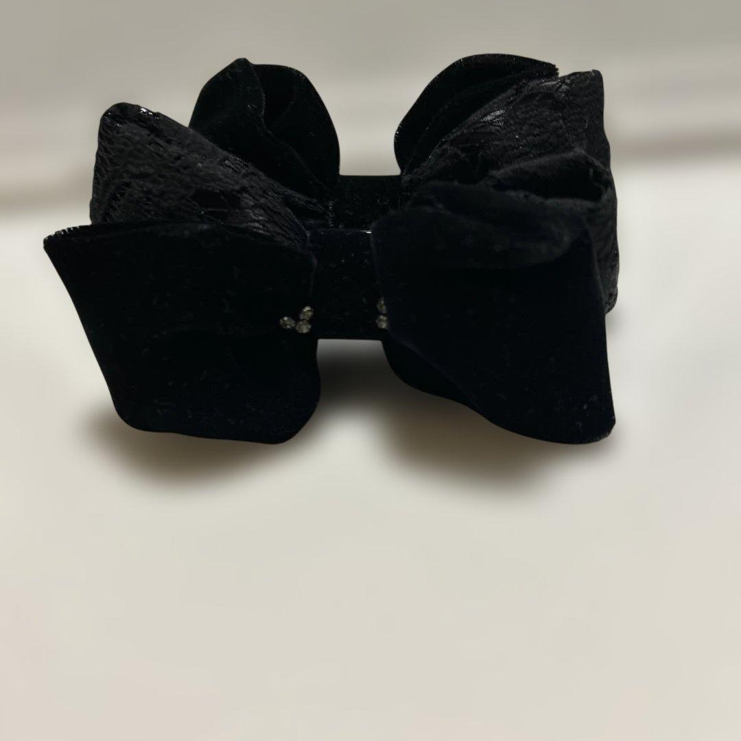 complex bis 黒いベルベット　レースリボンバナナクリップ