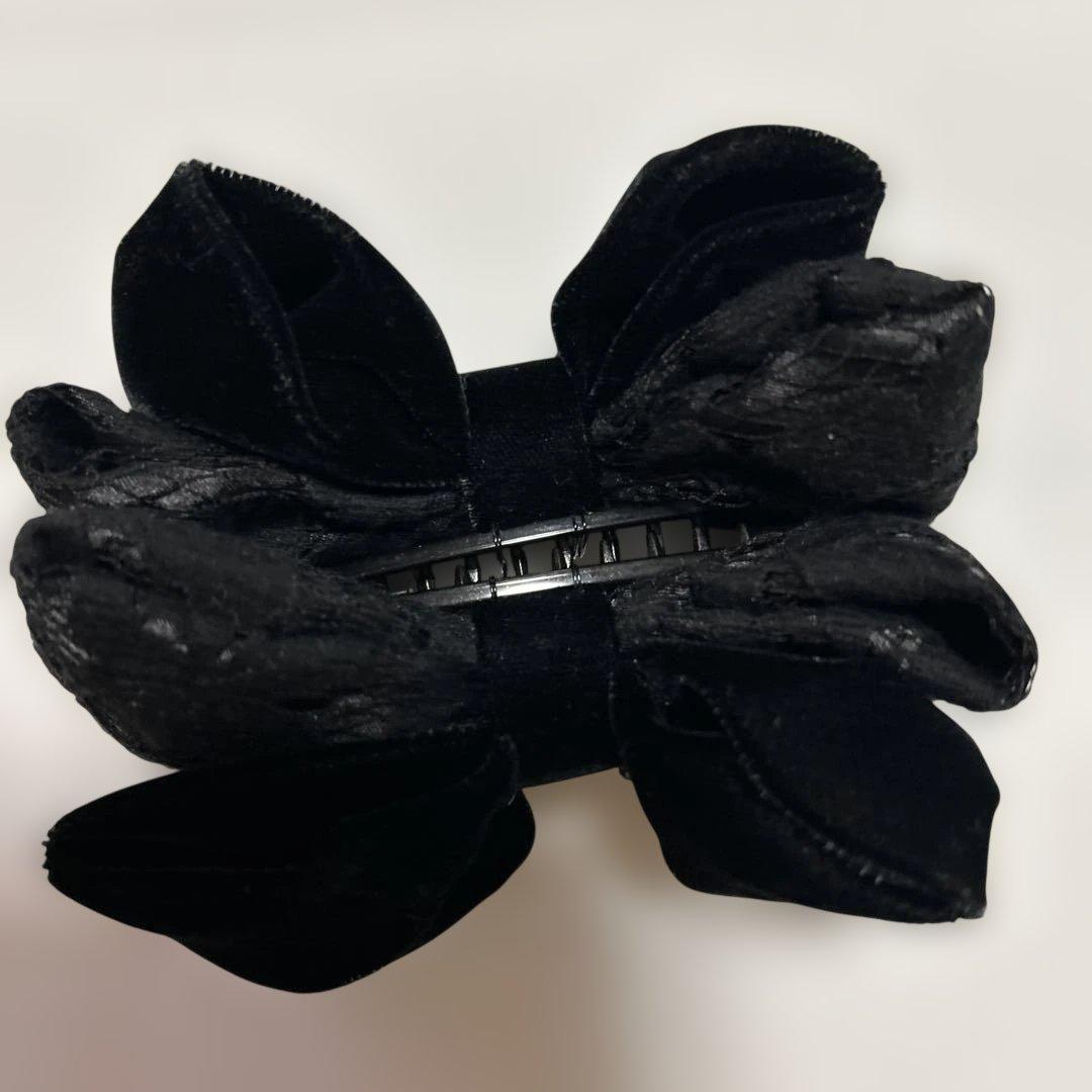 complex bis 黒いベルベット　レースリボンバナナクリップ