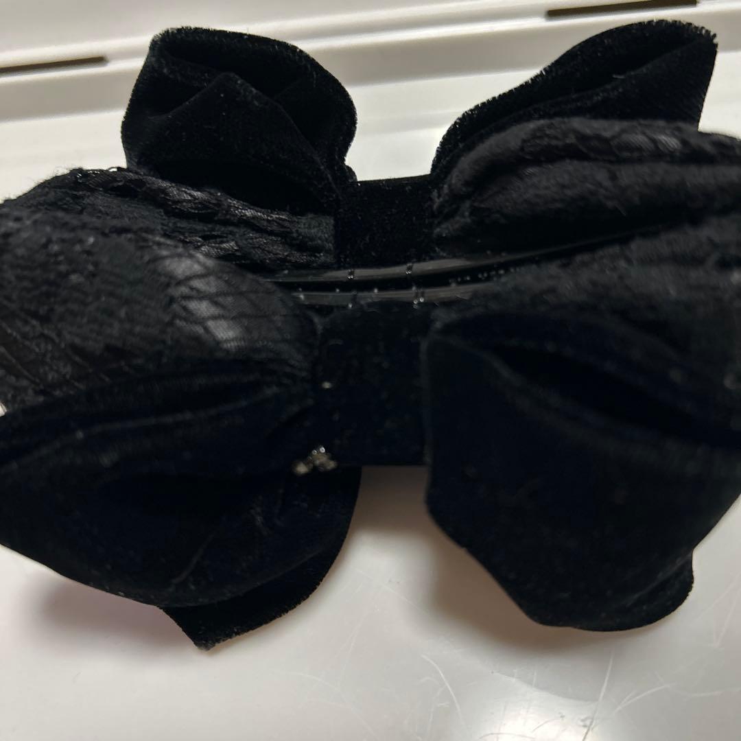 complex bis 黒いベルベット　レースリボンバナナクリップ