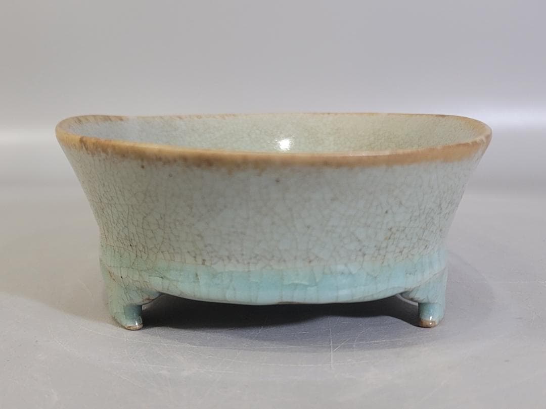 DT177 中国美術 青釉 楕円形 碗 骨董品 古美術