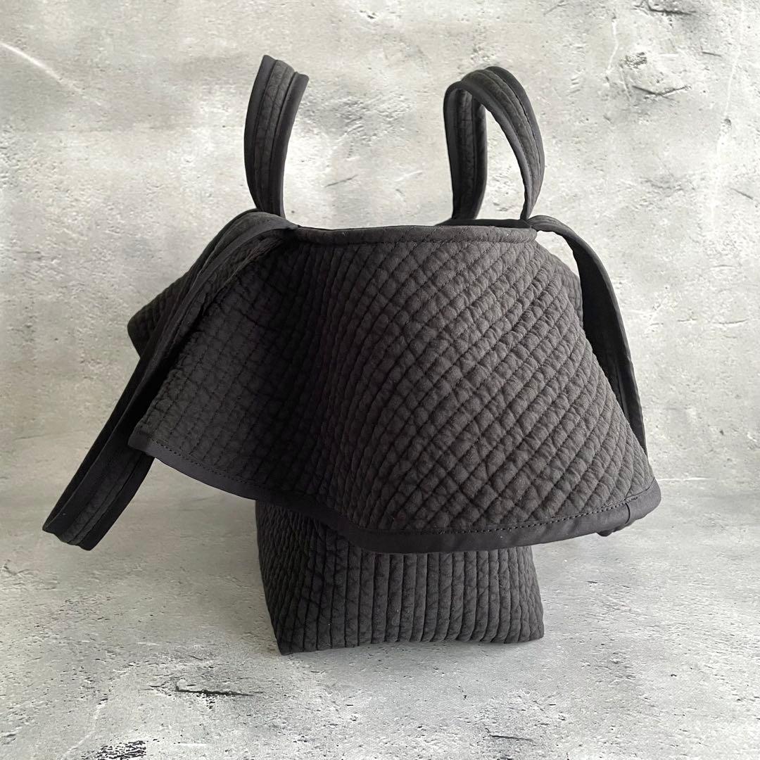 フリル付きヌビトートバッグ　2way ブラック　ヌビバッグ　ハンドメイド