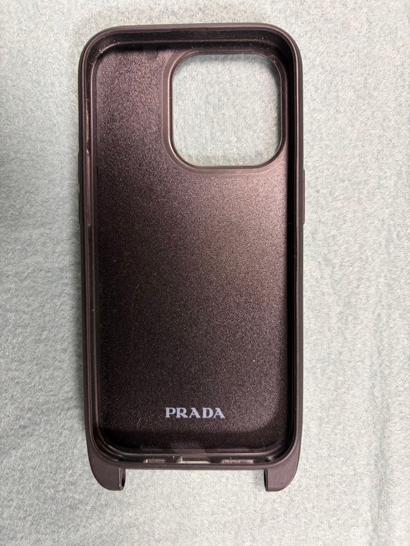 PRADA ブラウン iPhoneケース14pro 取り外し可能ストラップ付き