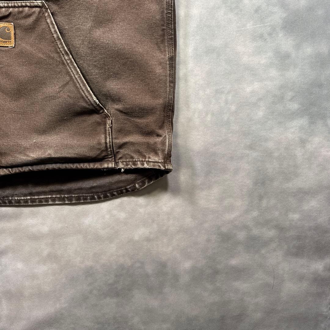 カーハート古着00s裏ボアダックベスト ブラウン茶フェード L Tall T97