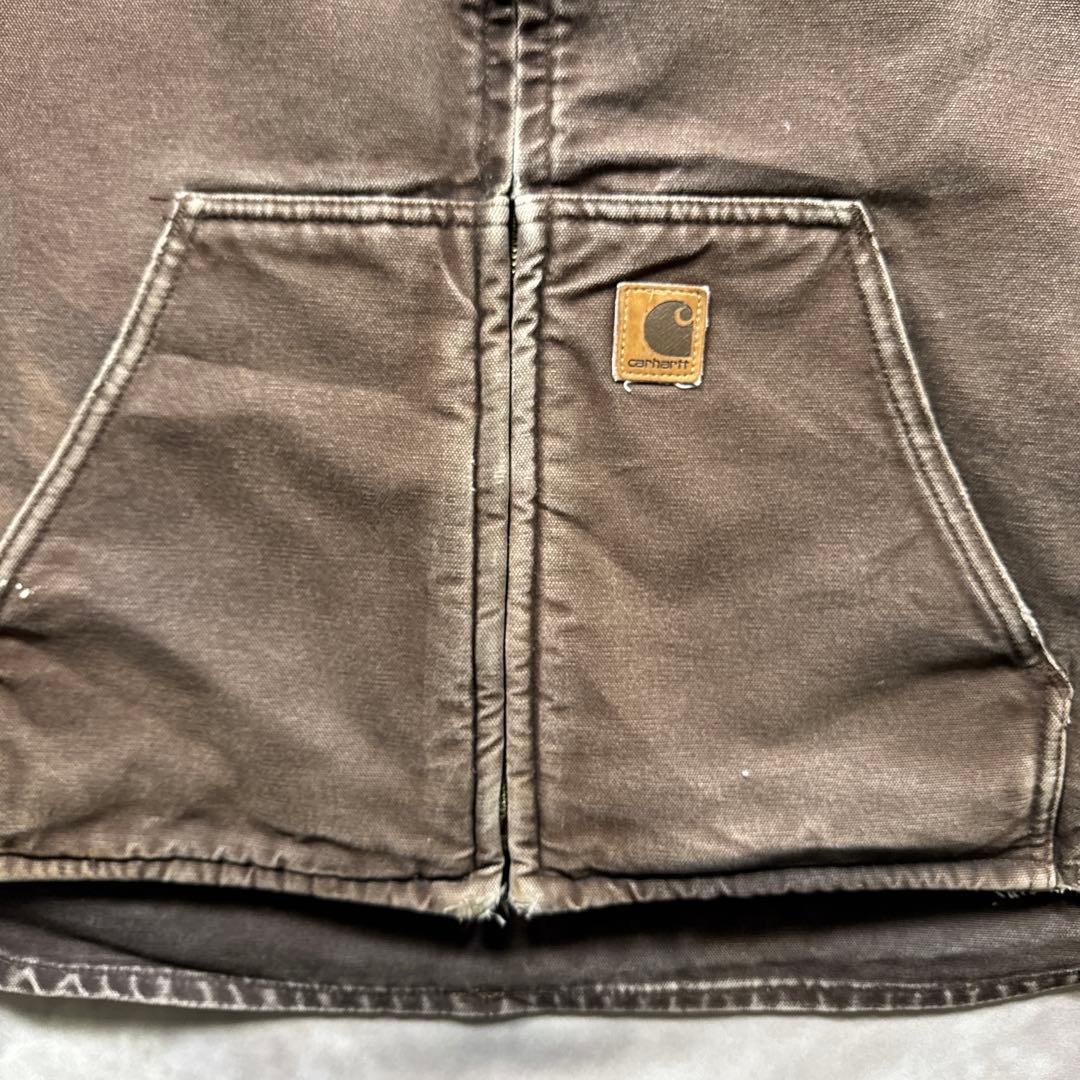 カーハート古着00s裏ボアダックベスト ブラウン茶フェード L Tall T97