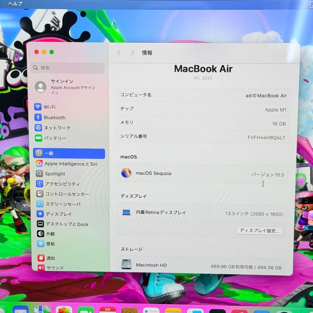 【美品】MacBook Air M1(16GB／512GB)スペースグレイ