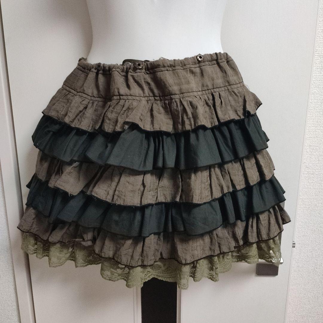 ※【未使用タグ付き】ALCONQUINS フリルミニスカート オリーブグリーン