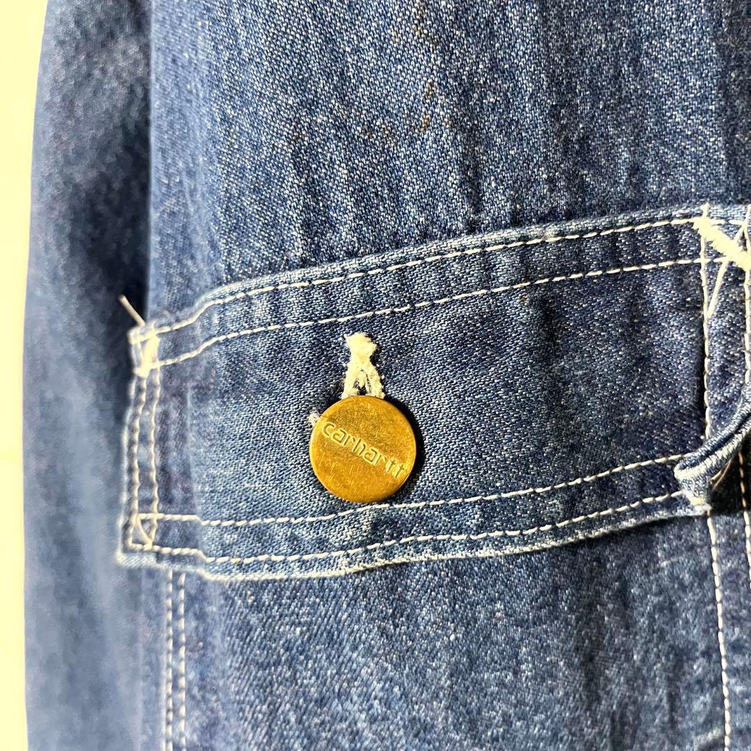 USA製 古着 90's カーハート デニム カバーオール 鬼フェード 雰囲気◎