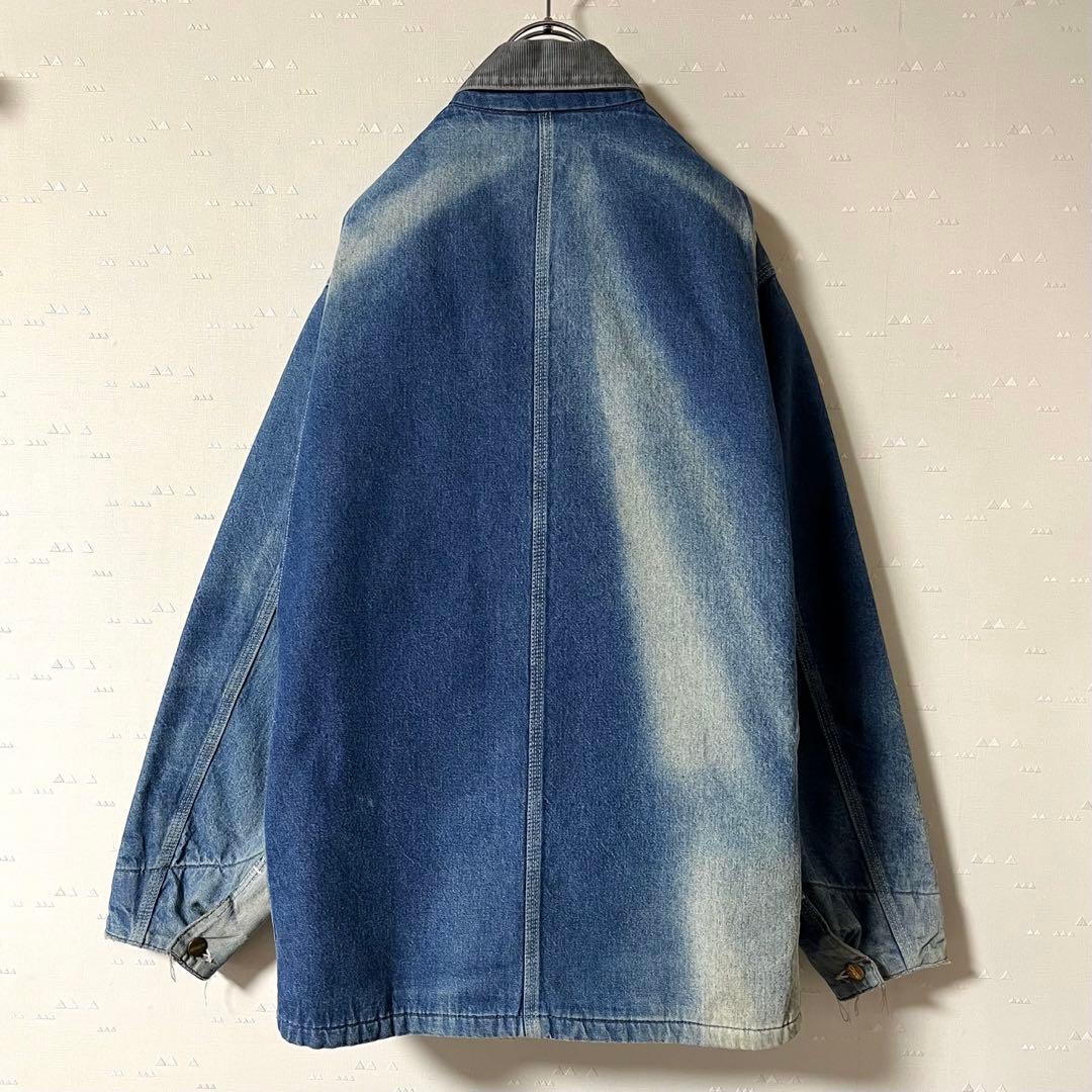 USA製 古着 90's カーハート デニム カバーオール 鬼フェード 雰囲気◎