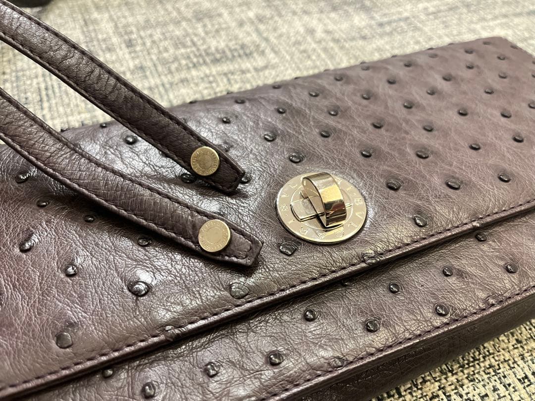 未使用希少 ブルガリ BVLGARI オーストリッチ クラッチバッグ ショルダー