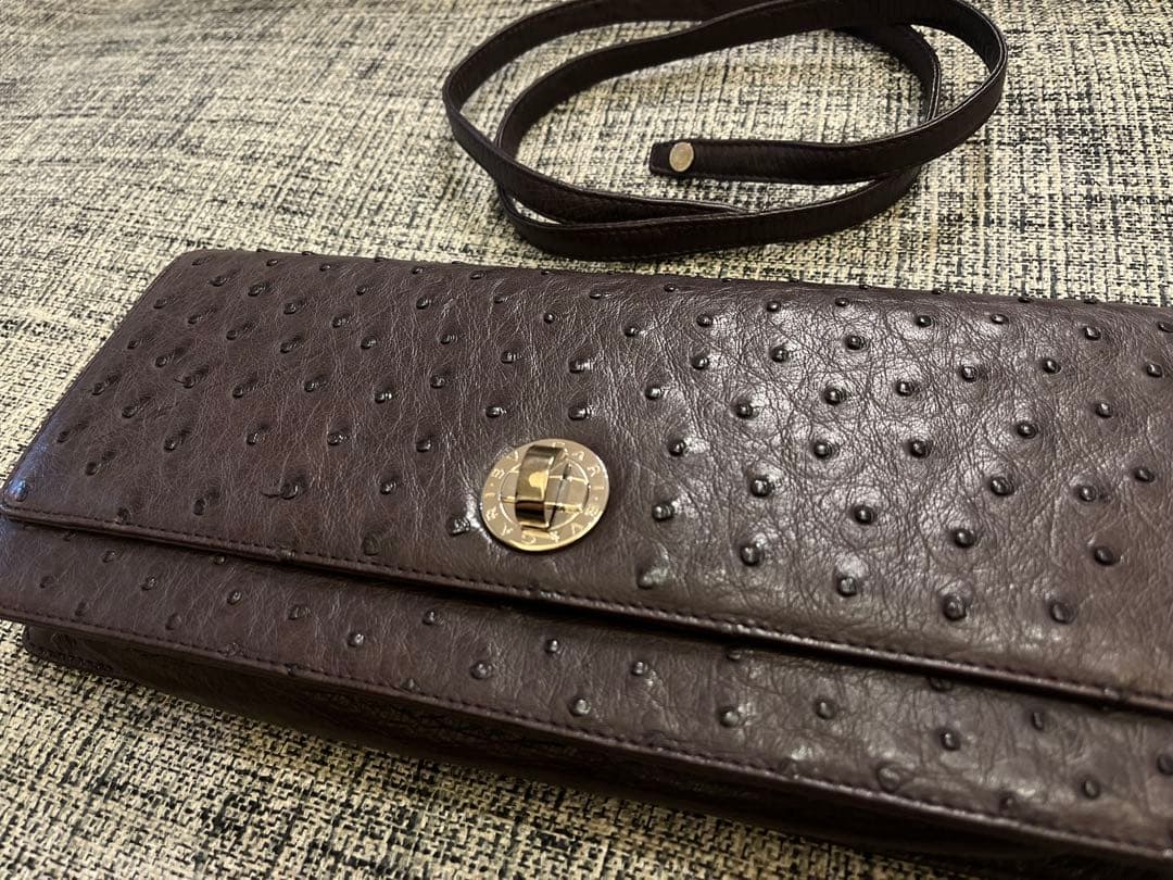 未使用希少 ブルガリ BVLGARI オーストリッチ クラッチバッグ ショルダー