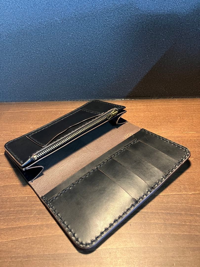 セミロングウォレット　茶芯レザー　ターコイズ