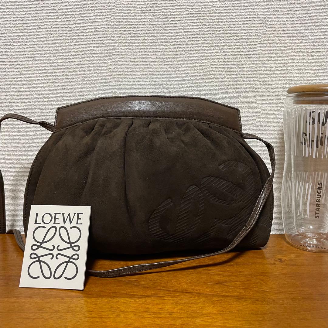 《美品》LOEWE（ロエベ）レザー ショルダーバッグ ダークブラウン