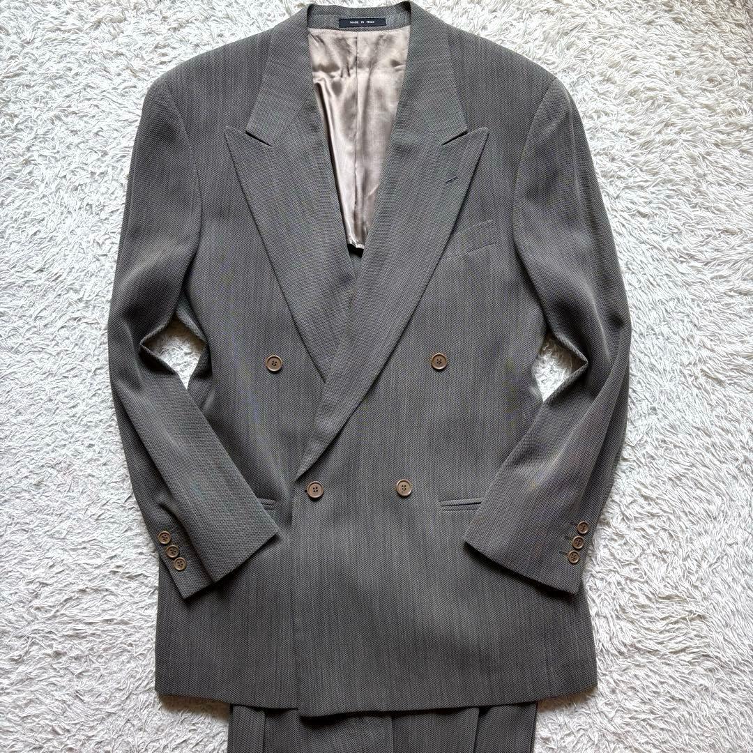 ★イタリア製★ エンポリオ アルマーニ ダブル ヘリンボーン 2プリーツ 灰色