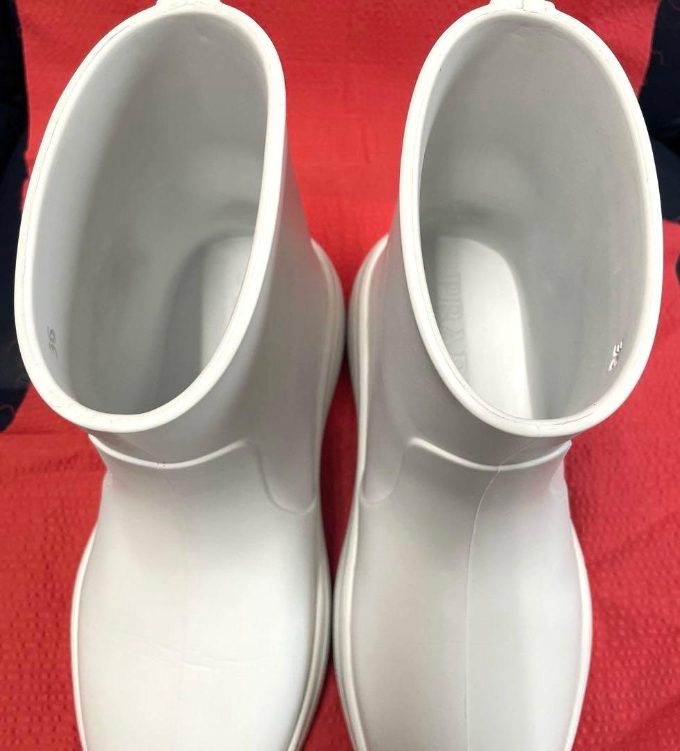 PRADA プラダ ラバーブーツ 白36(23〜23.5)レインブーツ シューズ