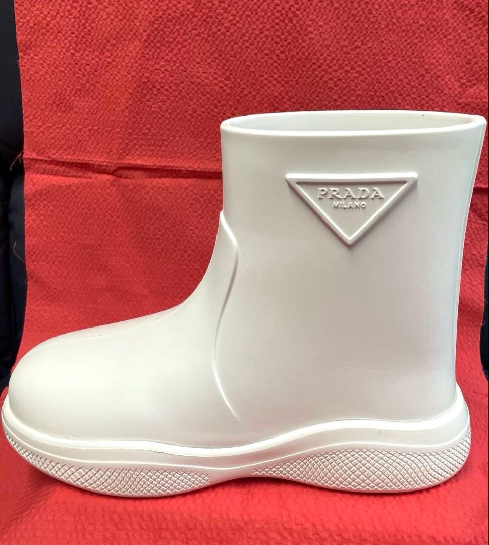 PRADA プラダ ラバーブーツ 白36(23〜23.5)レインブーツ シューズ