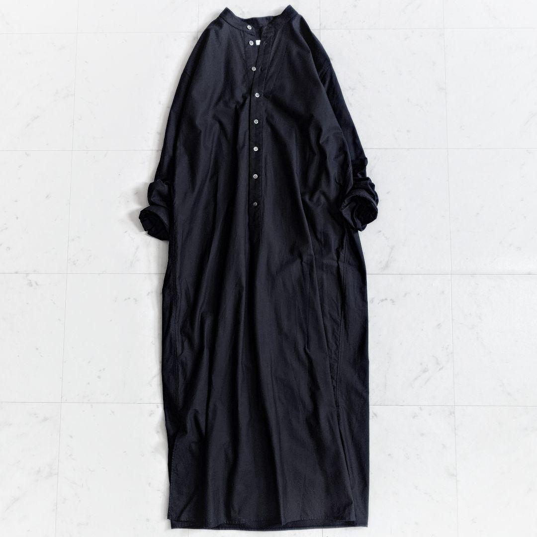 美品✨ギャルリーヴィー プレミアムオックス バンドカラーシャツワンピース 黒