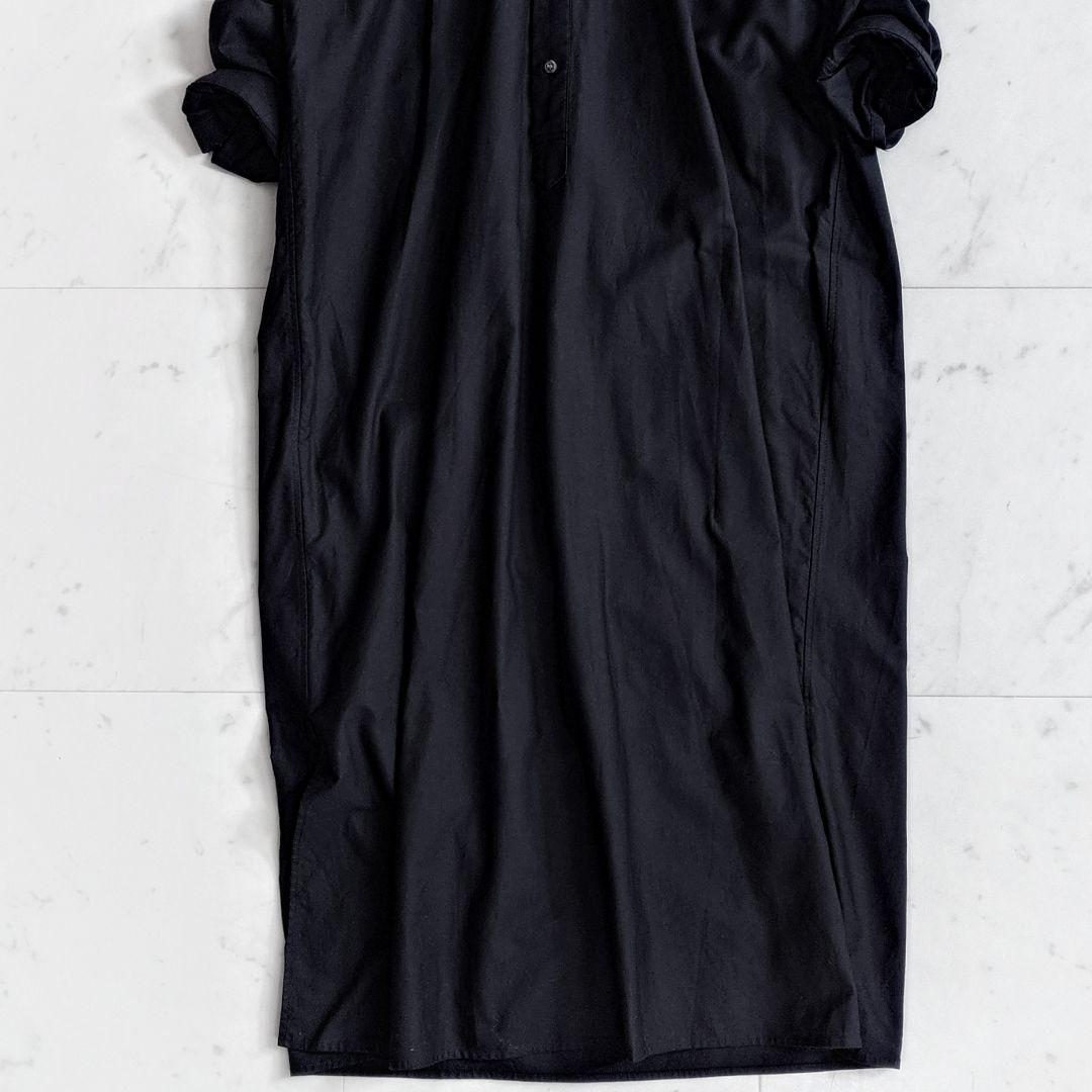 美品✨ギャルリーヴィー プレミアムオックス バンドカラーシャツワンピース 黒