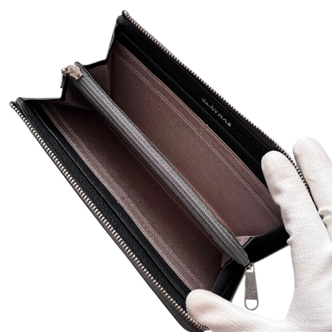 新品タグ付✨クレイサス 長財布 カメリア 黒 レザー 収納抜群 レディース 本革