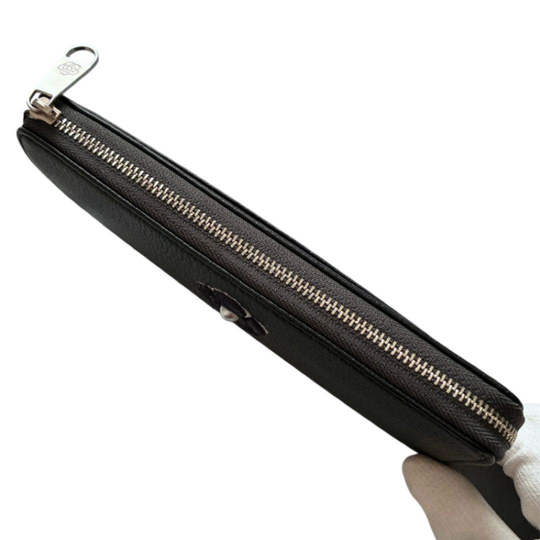 新品タグ付✨クレイサス 長財布 カメリア 黒 レザー 収納抜群 レディース 本革