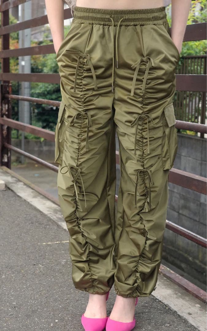 ＊POPPY＊ギャザーリボンカーゴパンツ　L