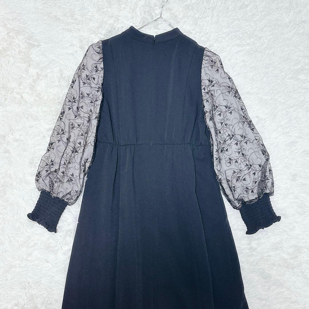 ANDRESD アンドレスド スリーブエンブロイダリードレス ブラック L