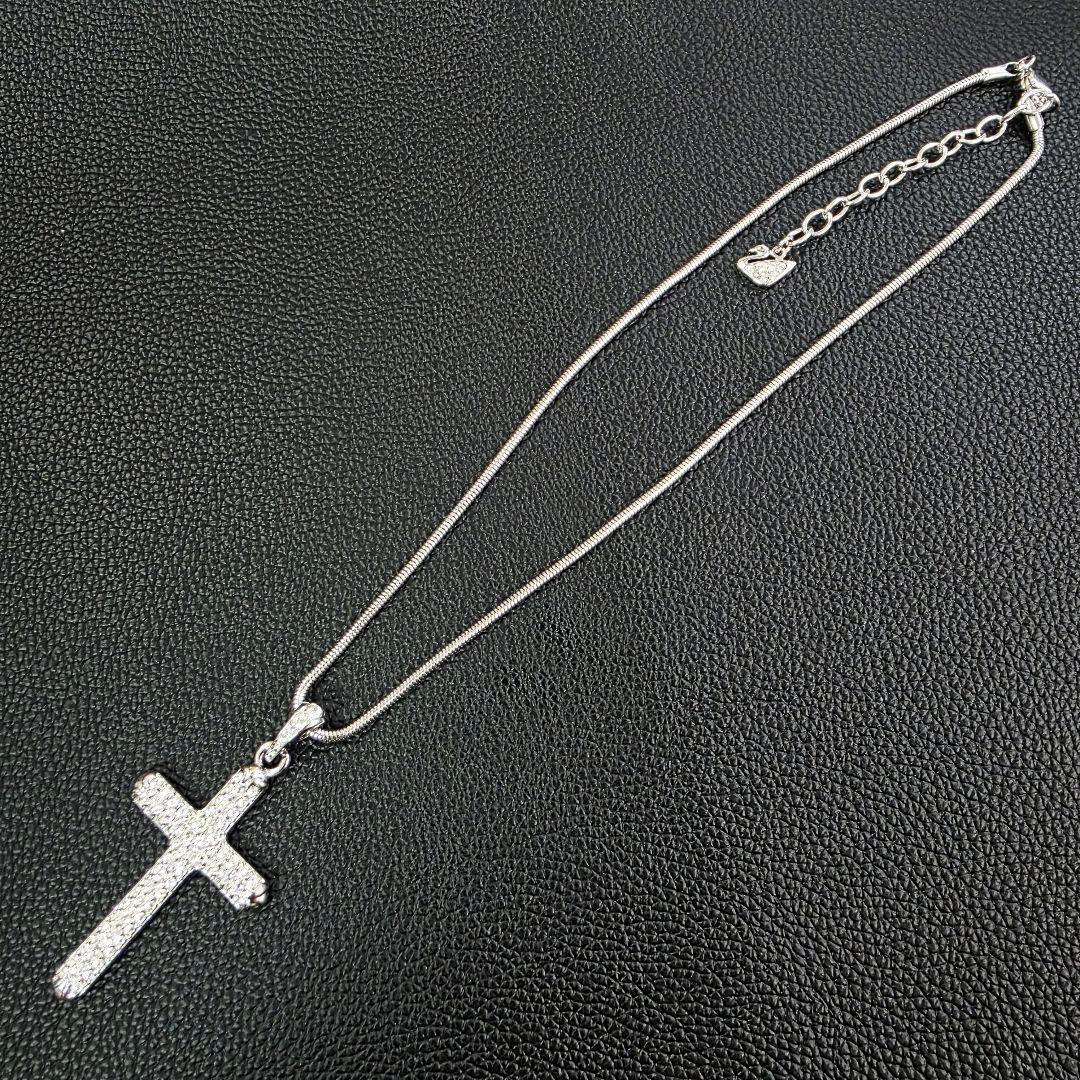 美品✨スワロフスキー ネックレス クロス 十字架 パヴェ クリスタル 大ぶり✨