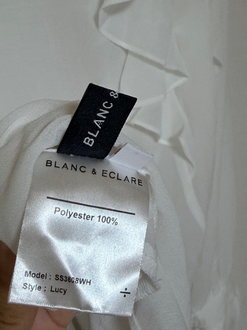 Blanc&Eclare Lucyホワイト フリル長袖ブラウス