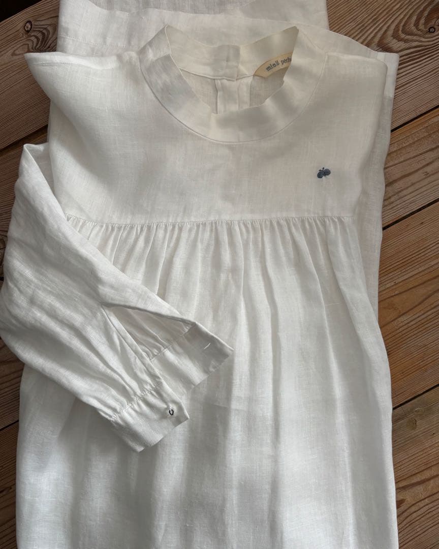 mina perhonen麻ワンピース　38サイズ　ホワイト