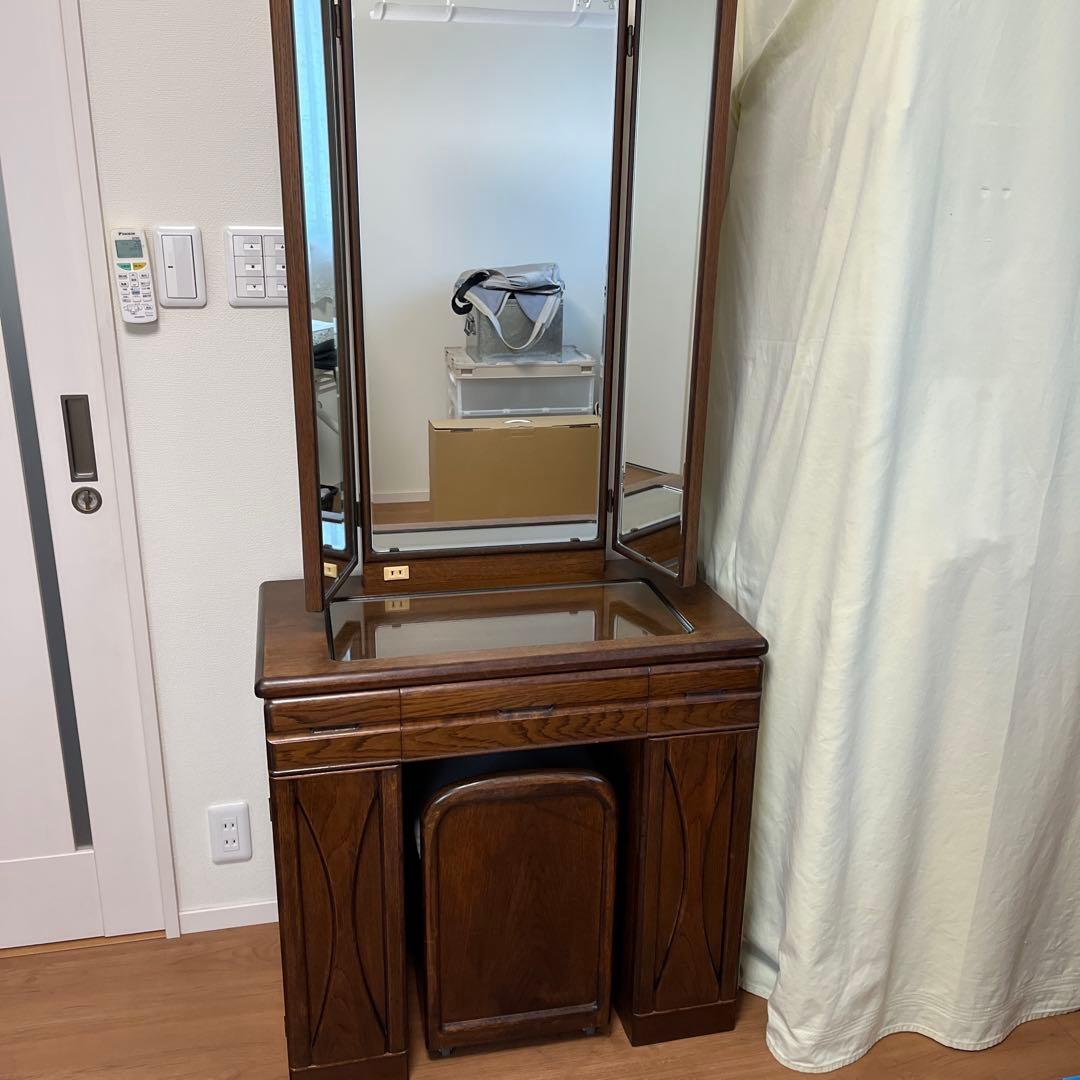 【サイ】下部引き出し部分B木製化粧台、引き出し、収納椅子付き