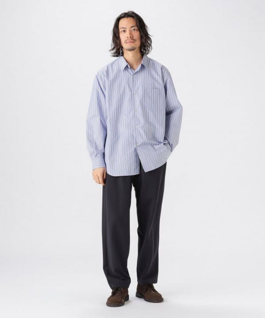 新作BEAMS ストレッチ接触冷感ダブルフェイス梨地パンツSize:L BK