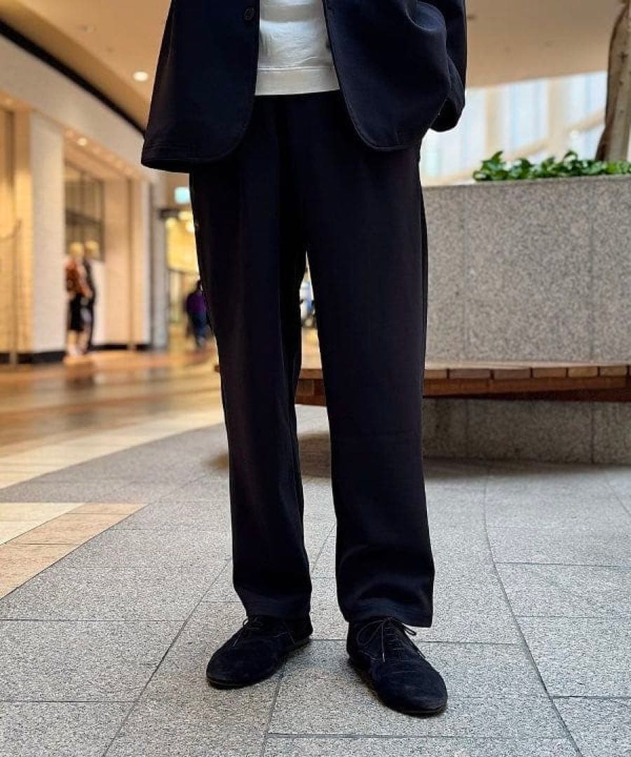 新作BEAMS ストレッチ接触冷感ダブルフェイス梨地パンツSize:L BK