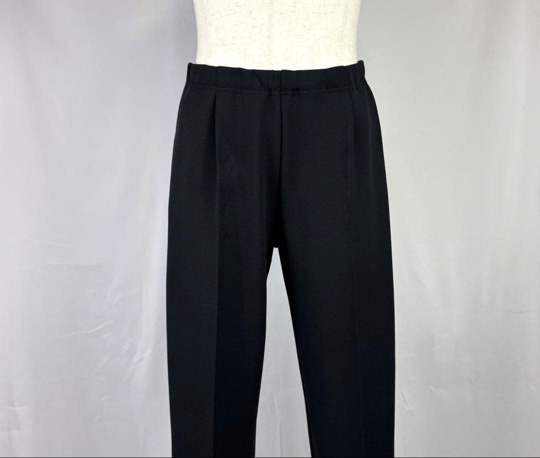 新作BEAMS ストレッチ接触冷感ダブルフェイス梨地パンツSize:L BK