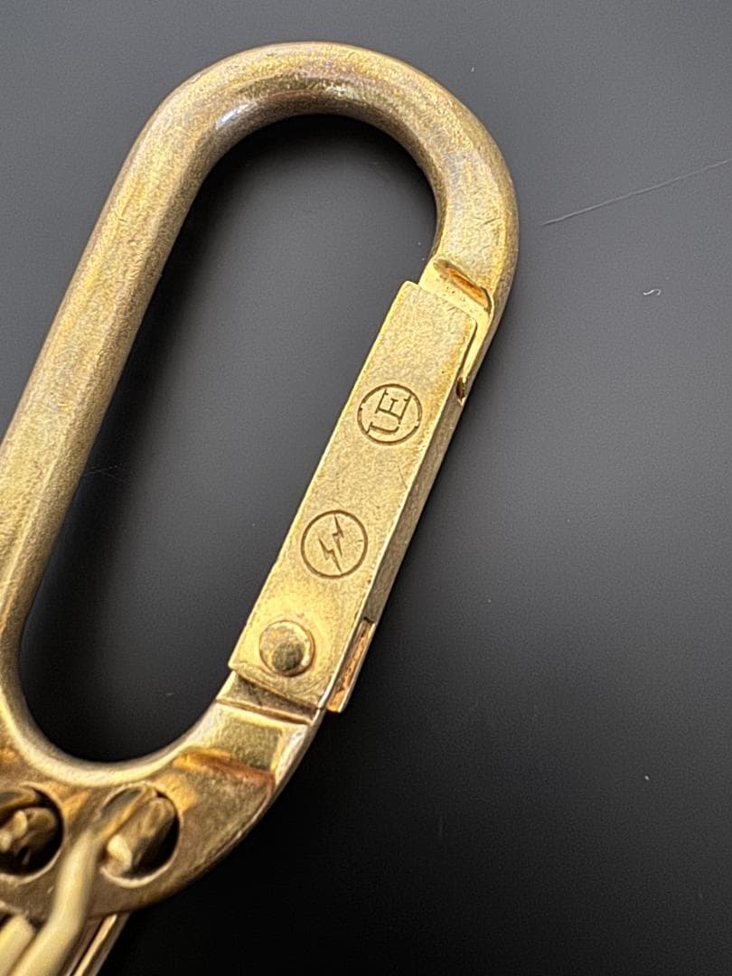 ゴールド ストーン付き カラビナ型キーリング