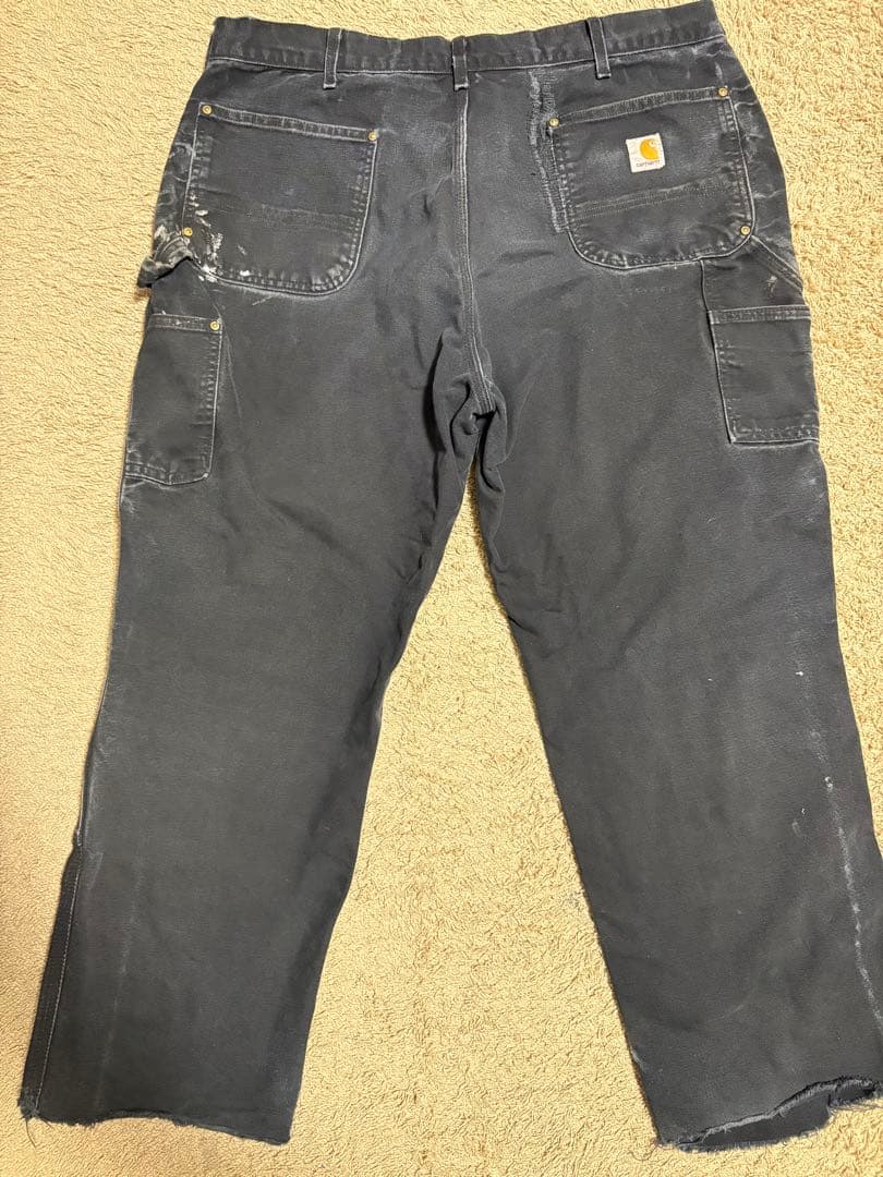 Carhartt ダックペインターパンツ 40×32 ブラック フェード ペンキ