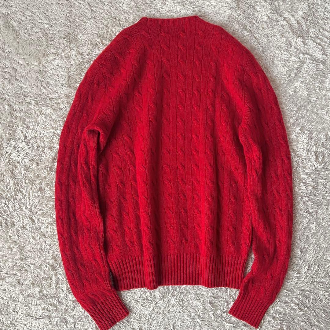 【美品】ポロラルフローレン ケーブルニット セーター カシミア100％ 赤