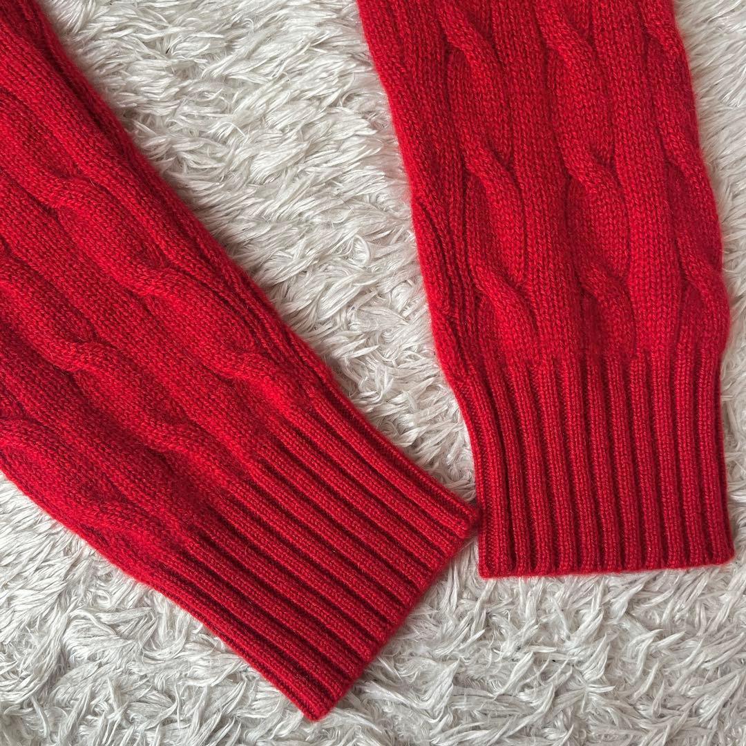 【美品】ポロラルフローレン ケーブルニット セーター カシミア100％ 赤