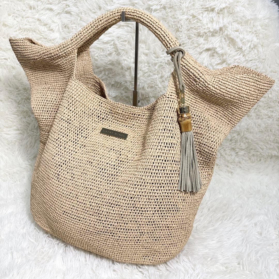 ☆美品☆HEIDI  ハイディクライン カゴバッグ ラフィア フリンジ