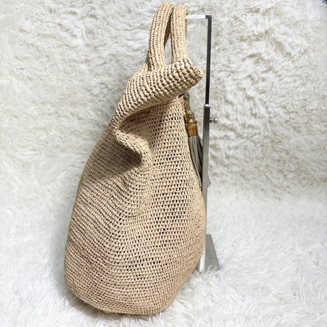 ☆美品☆HEIDI  ハイディクライン カゴバッグ ラフィア フリンジ