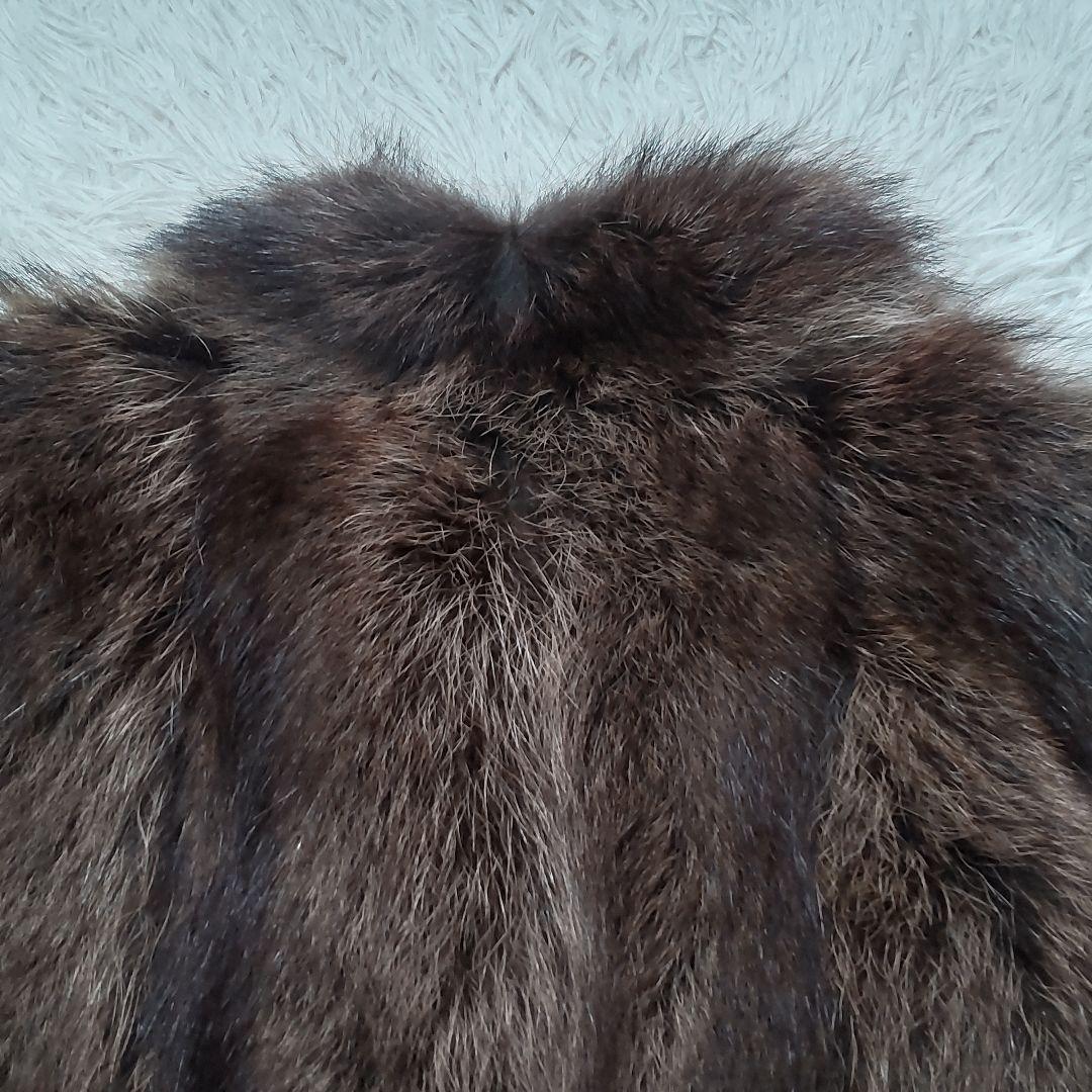 エンバ　ラクーン(アライグマ)ファーコート　L　ダークブラウン　太めアーム