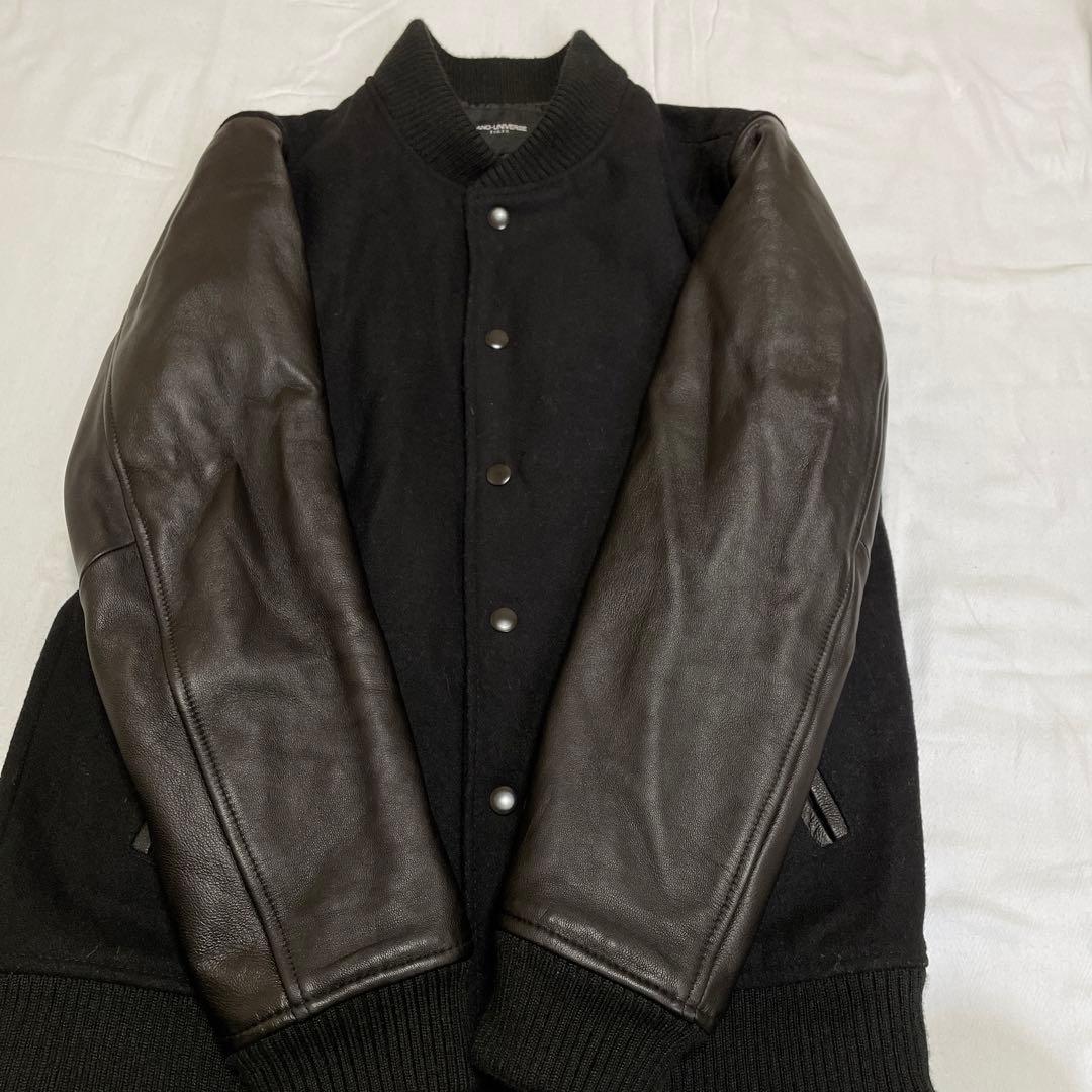 ナノユニバース 袖レザー メルトンスタジャン サイズＭ 黒