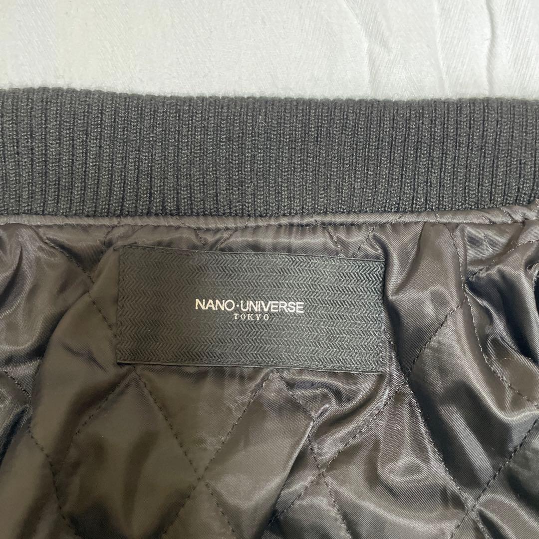 ナノユニバース 袖レザー メルトンスタジャン サイズＭ 黒