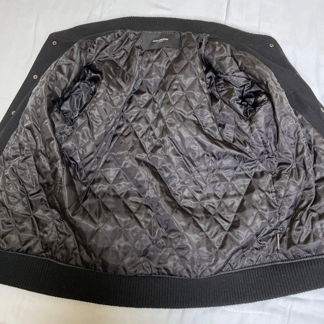 ナノユニバース 袖レザー メルトンスタジャン サイズＭ 黒