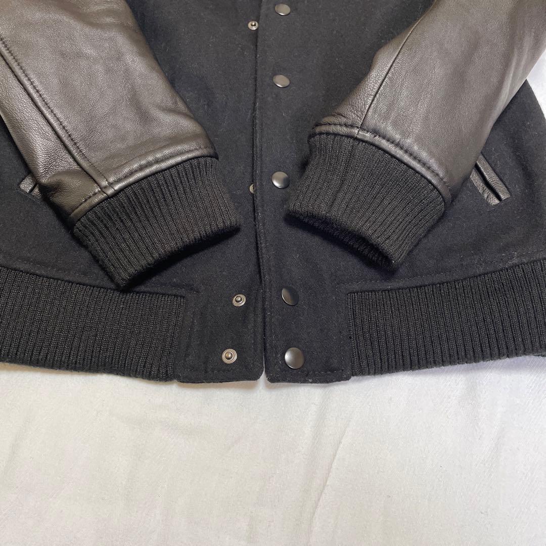 ナノユニバース 袖レザー メルトンスタジャン サイズＭ 黒