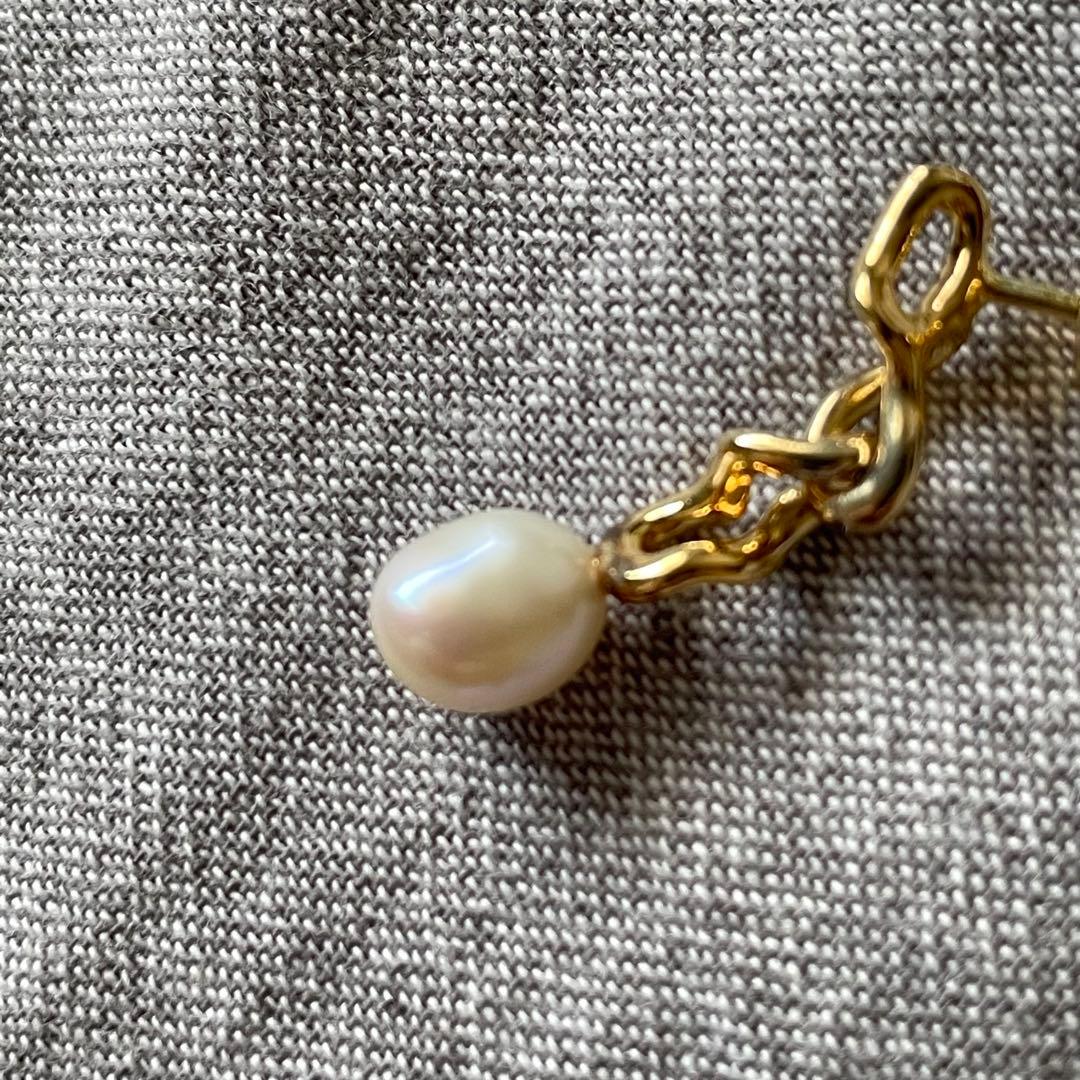 【刻印有】MARIA BLACK Orion 淡水パール付き片耳ピアス　ゴールド