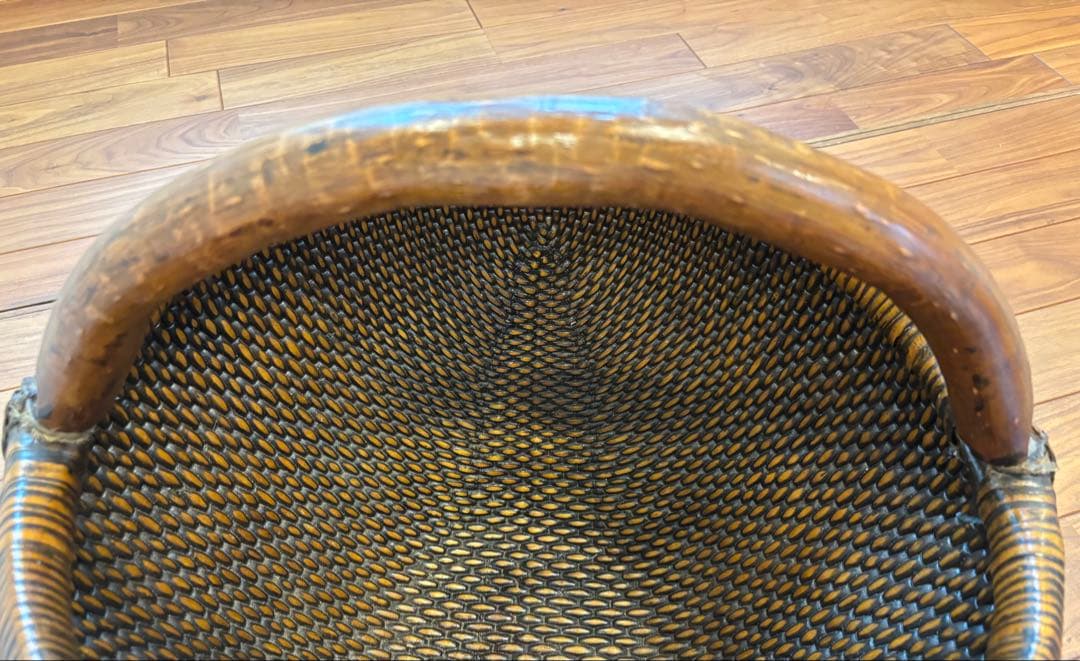 アジアン家具 天然素材バスケット 木製ハンドル